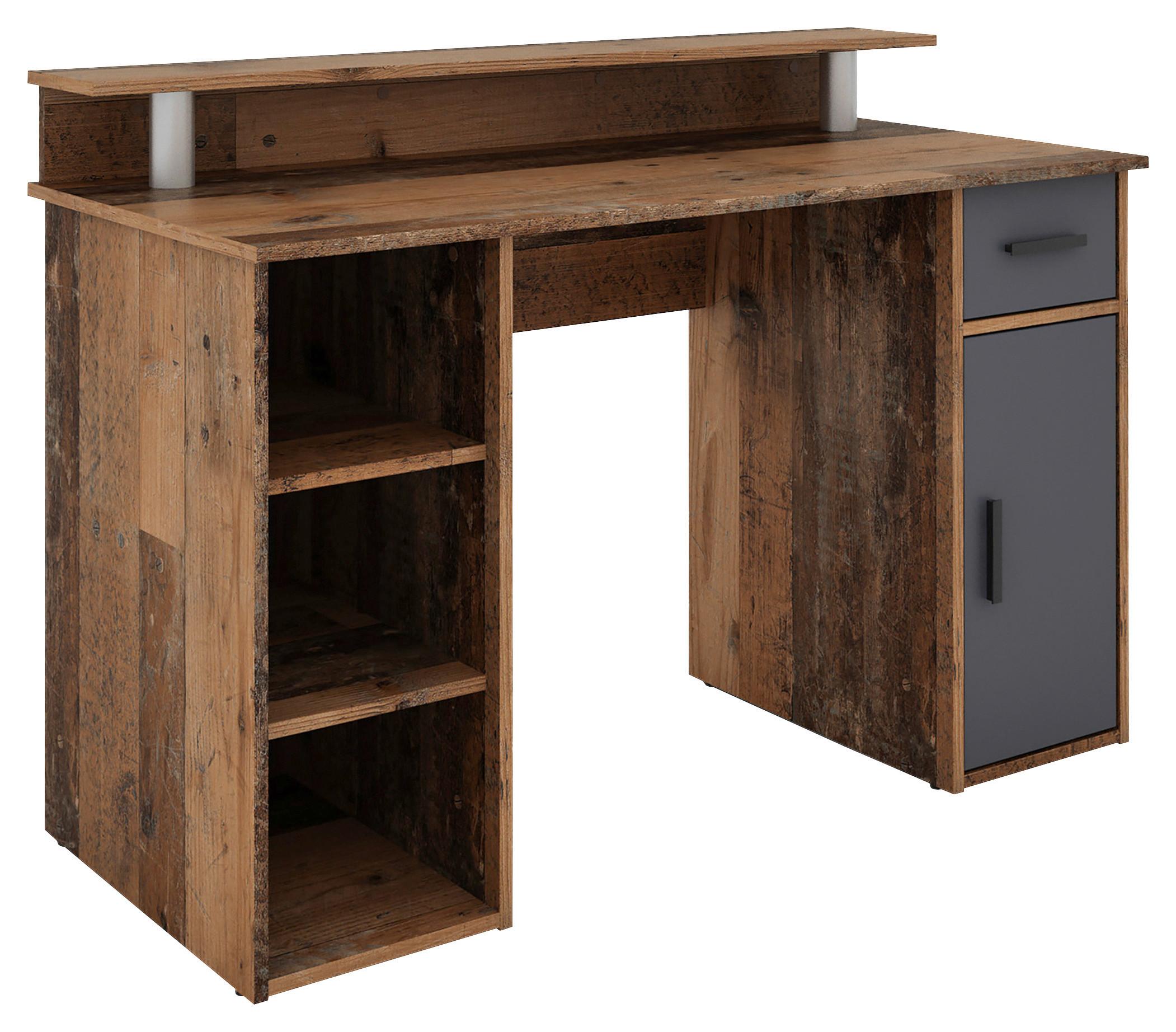 Schreibtisch mit Stauraum B 120 cm Diego, Alteiche Dekor - Alteiche/Anthrazit, MODERN, Holzwerkstoff (120/88/55cm) - MID.YOU