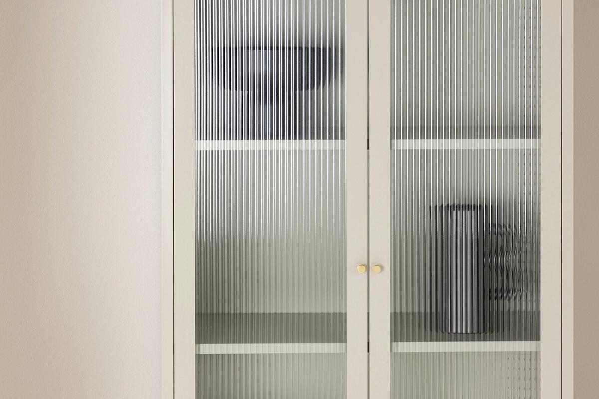Vitrine Lima Beige B: 80cm - Beige, MODERN, Glas/Metall (80/180/35cm) - Livetastic