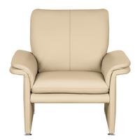 Sessel Comodo Echtleder Beige B: 93 cm - Beige/Silberfarben, Design, Leder (93/90/88cm) - Livetastic