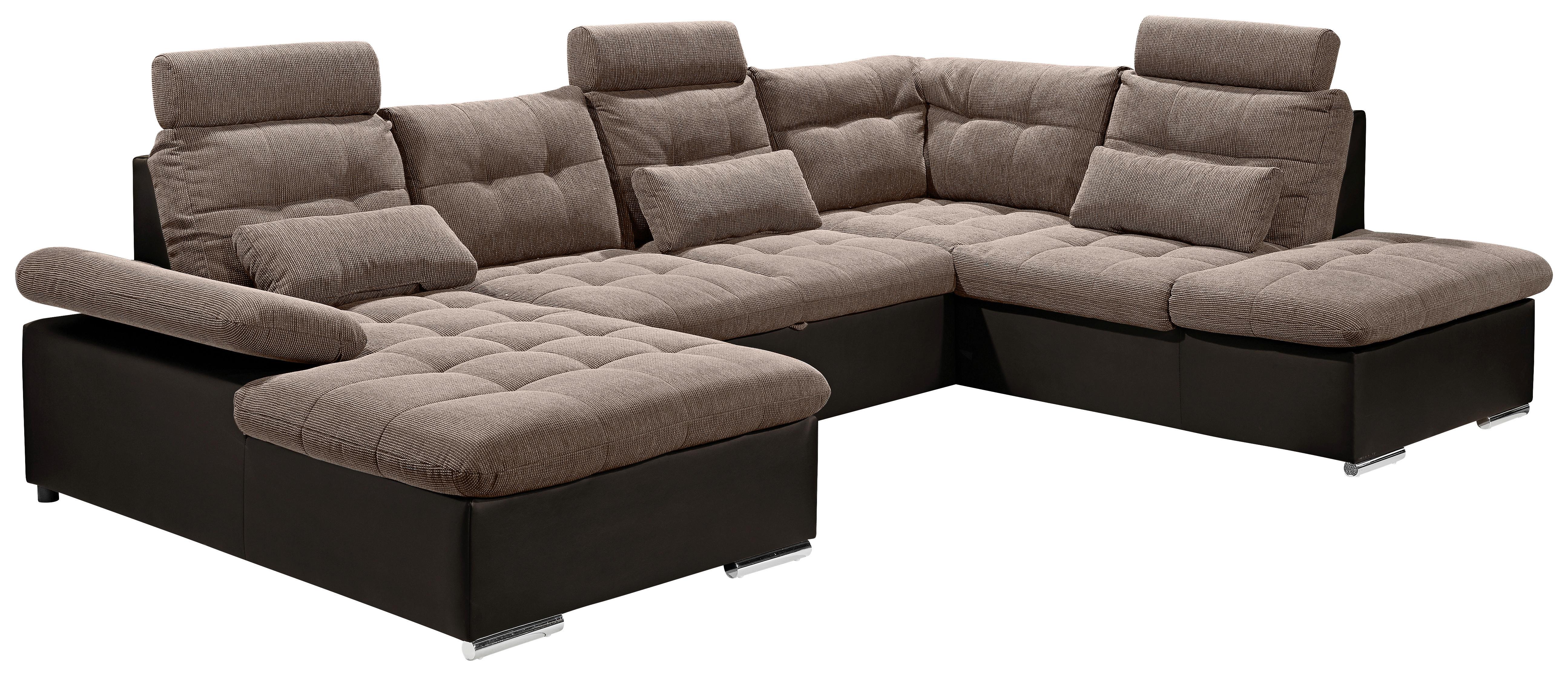 Wohnlandschaft Jakarta U Dunkel/Hellbraun - Hellbraun/Dunkelbraun, MODERN, Holzwerkstoff/Textil (170/324/218cm) - MID.YOU