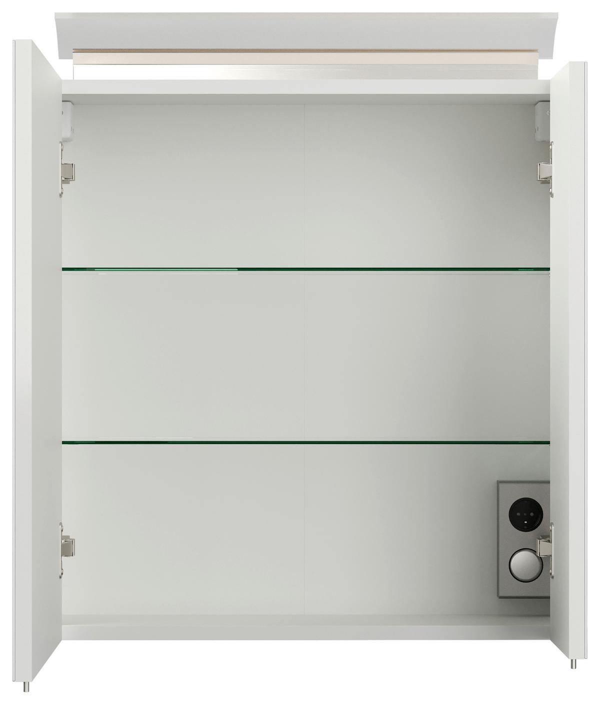 Spiegelschrank Weiß Hochglanz B: 60 cm - Weiß Hochglanz, MODERN, Glas/Holzwerkstoff (60/62/17cm) - MID.YOU