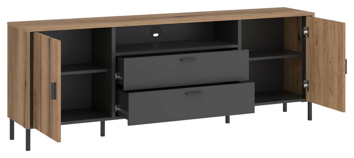 TV diel SHIRLEY - čierna, Konventionell, kov/kompozitné drevo (173,2/65/40cm)