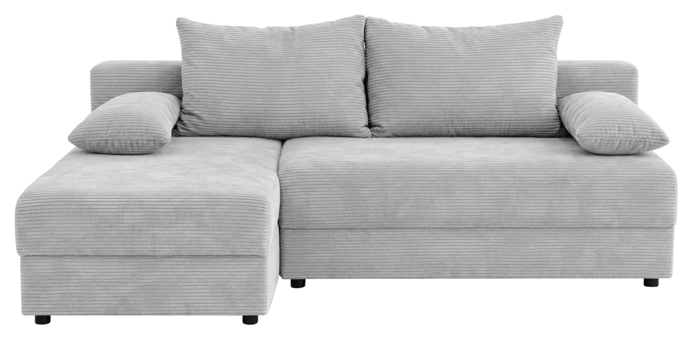 Ecksofa mit Bettfunktion Lima, Grau, 195x140cm - Schwarz/Grau, Trend, Holz/Kunststoff (195/140cm)