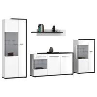 Wohnwand Ambiente Plus Anthrazit/ Weiß B: 300,2 cm - Weiß Hochglanz/Anthrazit, MODERN, Glas/Holzwerkstoff (300,2/199,1/53,6cm)