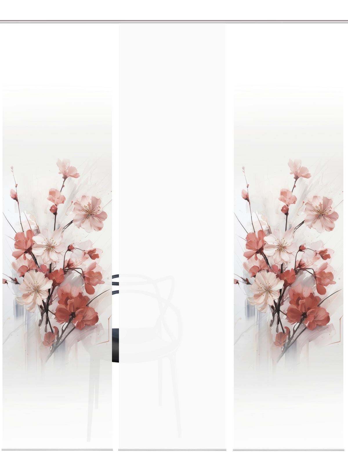 Flächenvorhang Lotus 3er Set - Altrosa/Weiß, Natur, Textil (60/245cm)