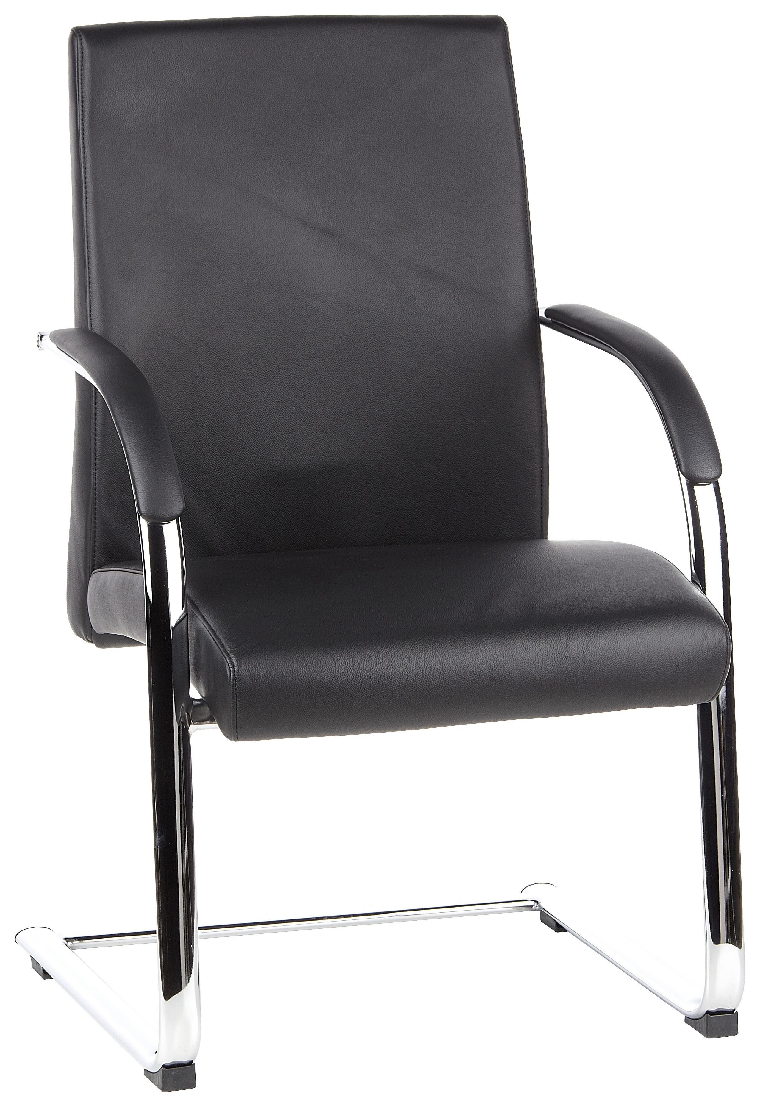 Besucherstuhl Barolo V Schwarz - Schwarz/Alufarben, MODERN, Leder/Textil (60/101/49cm) - MID.YOU