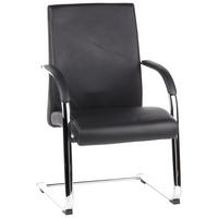 Besucherstuhl Barolo V Schwarz - Schwarz/Alufarben, MODERN, Leder/Textil (60/101/49cm) - MID.YOU