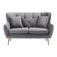 Sametová pohovka LINUS světlešedá - světle šedá/barvy zlata, Moderní, kov/dřevo (148/95/93cm) - Bessagi Home