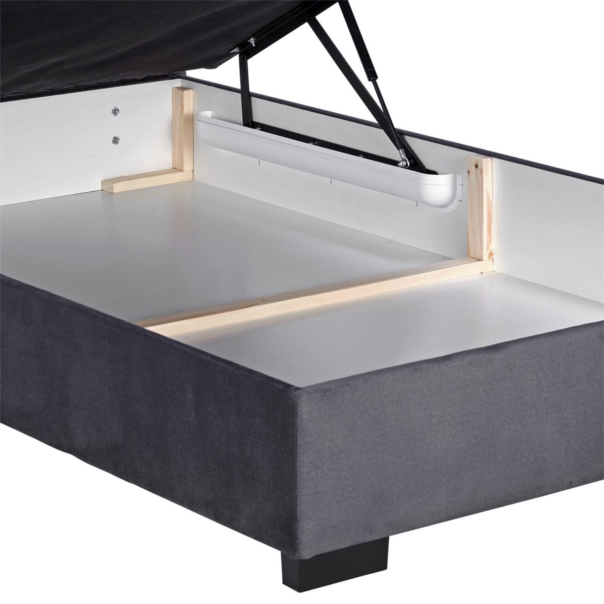 Boxspringbett mit Topper & Bettkasten 140x200 cm Tommy - Graphitfarben, MODERN, Holzwerkstoff/Textil (140/200cm)