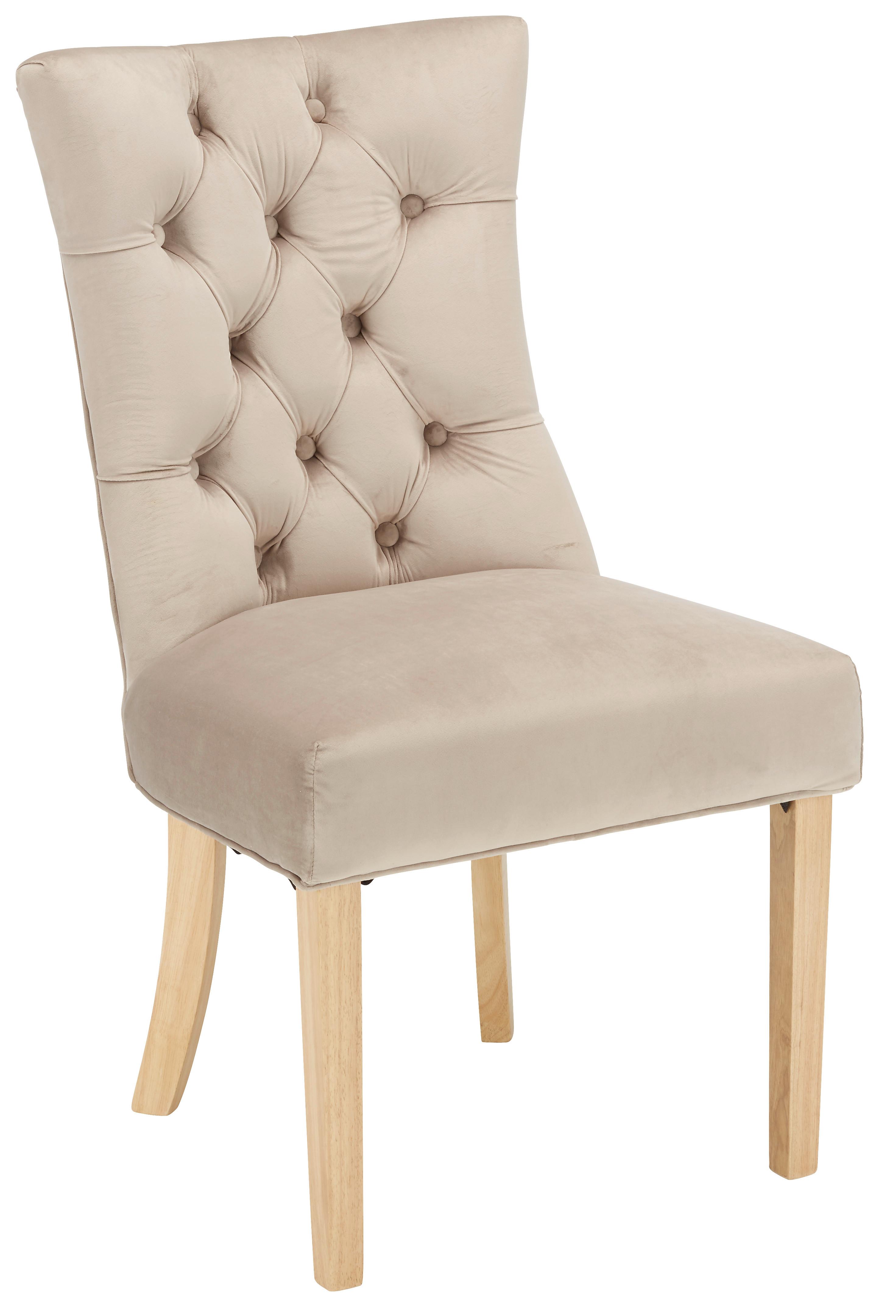 Stolička JOLEEN zamat krémová - přírodní barvy/šedohnědá, Lifestyle, kov/dřevo (55/97/64cm) - Mömax