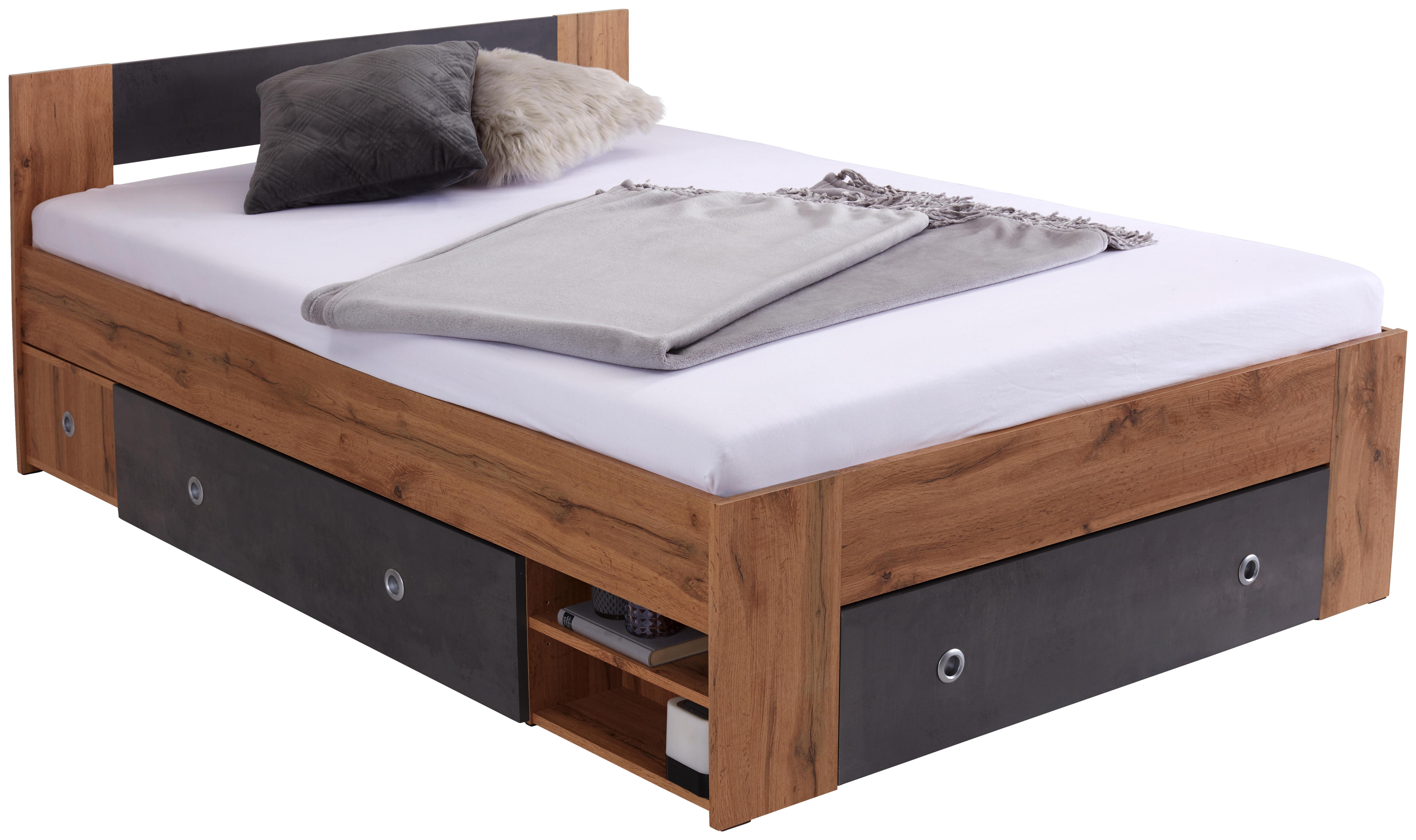 Ágyrács Azurro 140 - Tölgyfa, modern, Faalapú anyag (204/75/145cm)