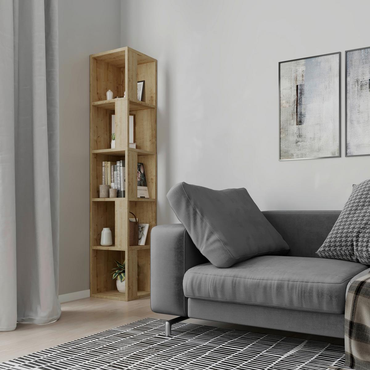 Eckregal Piano Eckregal - Eichefarben, Design, Holzwerkstoff (32/159/32cm) - Livetastic