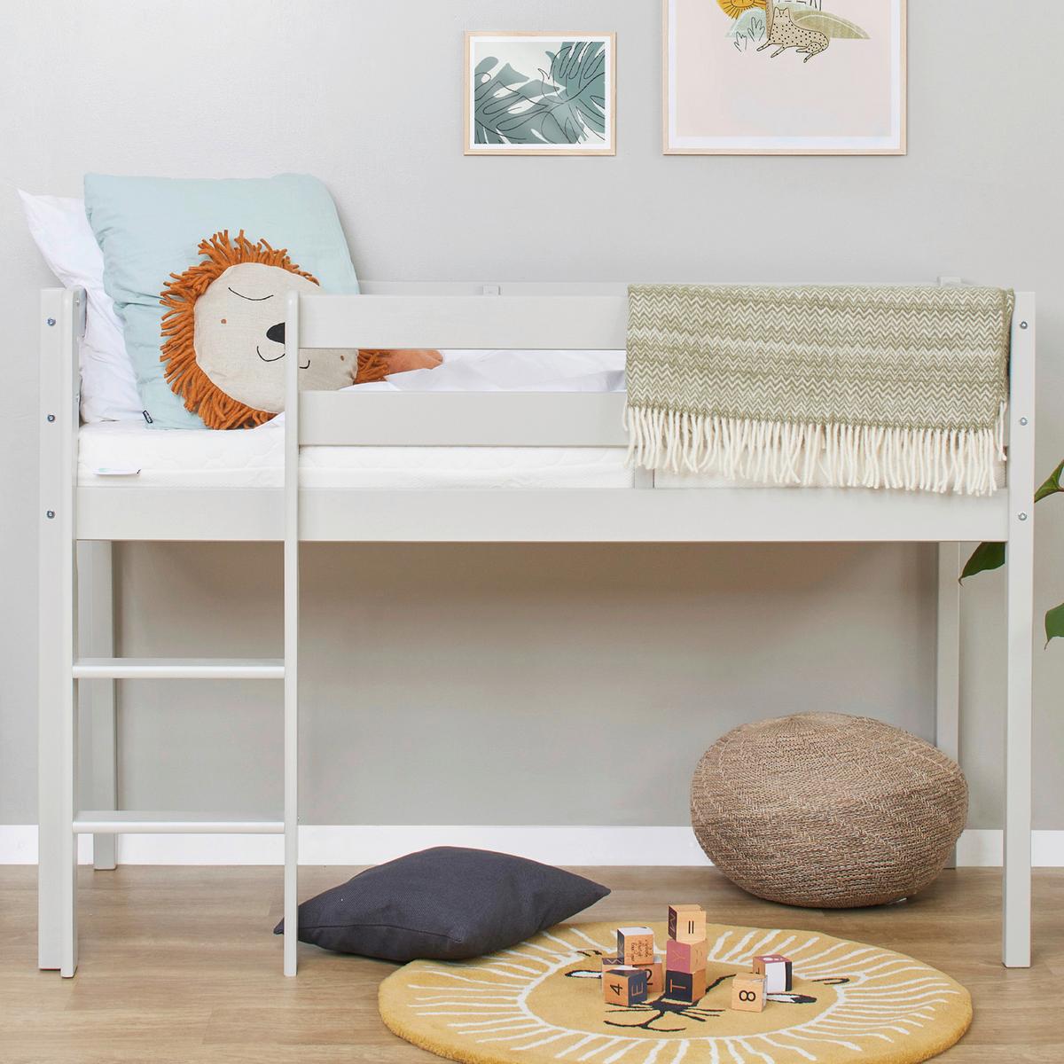 Hochbett Eco Comfort Grau, Lf: 70x160 cm - Naturfarben/Grau, MODERN, Holz (70/160cm) - MID.YOU