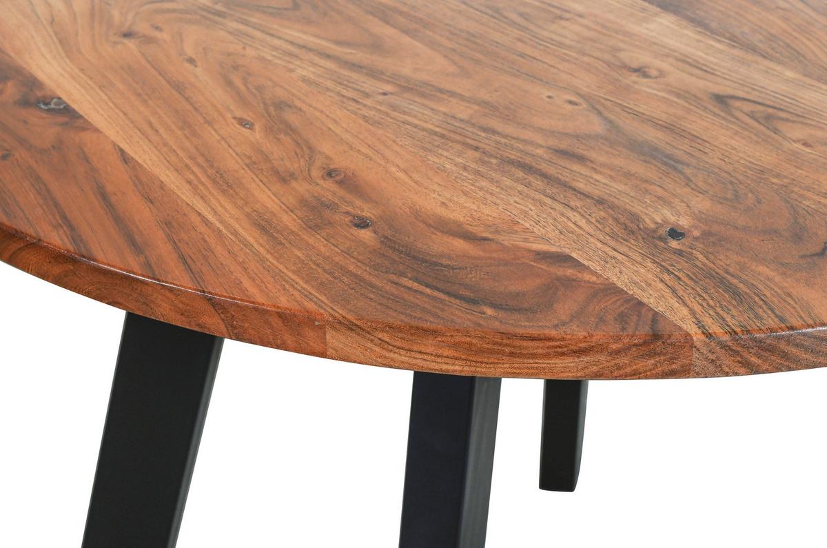 Esstisch Tara Akazie Braun B: 100 cm - Schwarz/Braun, LIFESTYLE, Holz/Metall (100/100/76cm) - MID.YOU