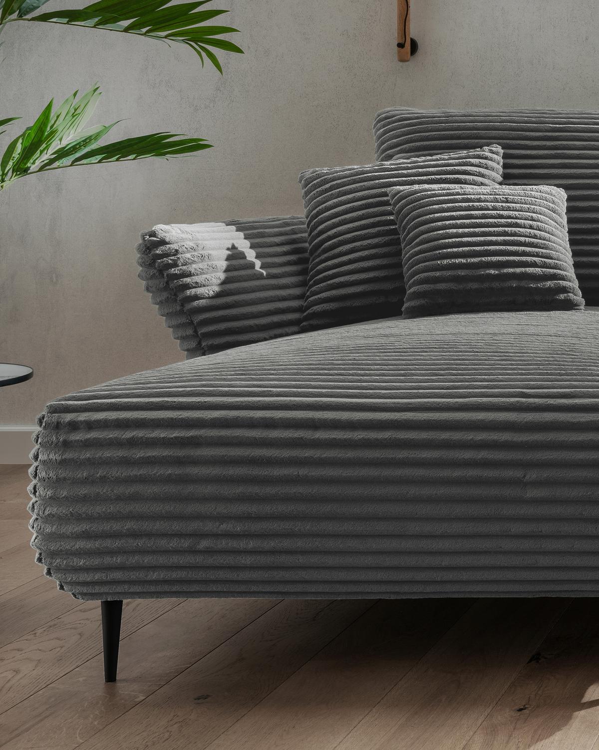 Ecksofa Vanilla Anthrazit S: 178x264-302 cm - Anthrazit/Schwarz, Design, Textil (178/264-302cm) - Livetastic