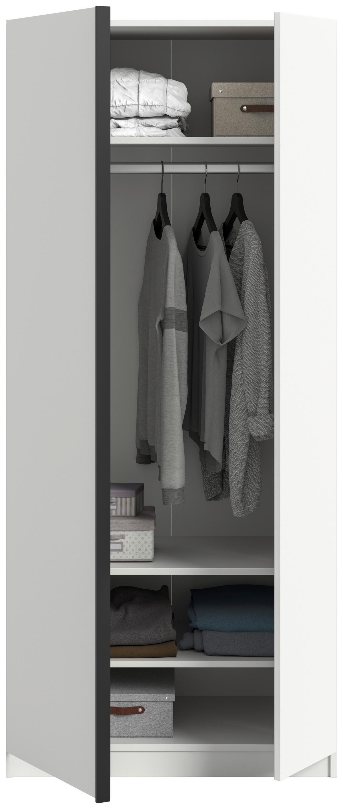 DREHTÜRENSCHRANK Oakland, Weiß B: 80 cm - Weiß, MODERN, Holzwerkstoff (80cm) - MID.YOU