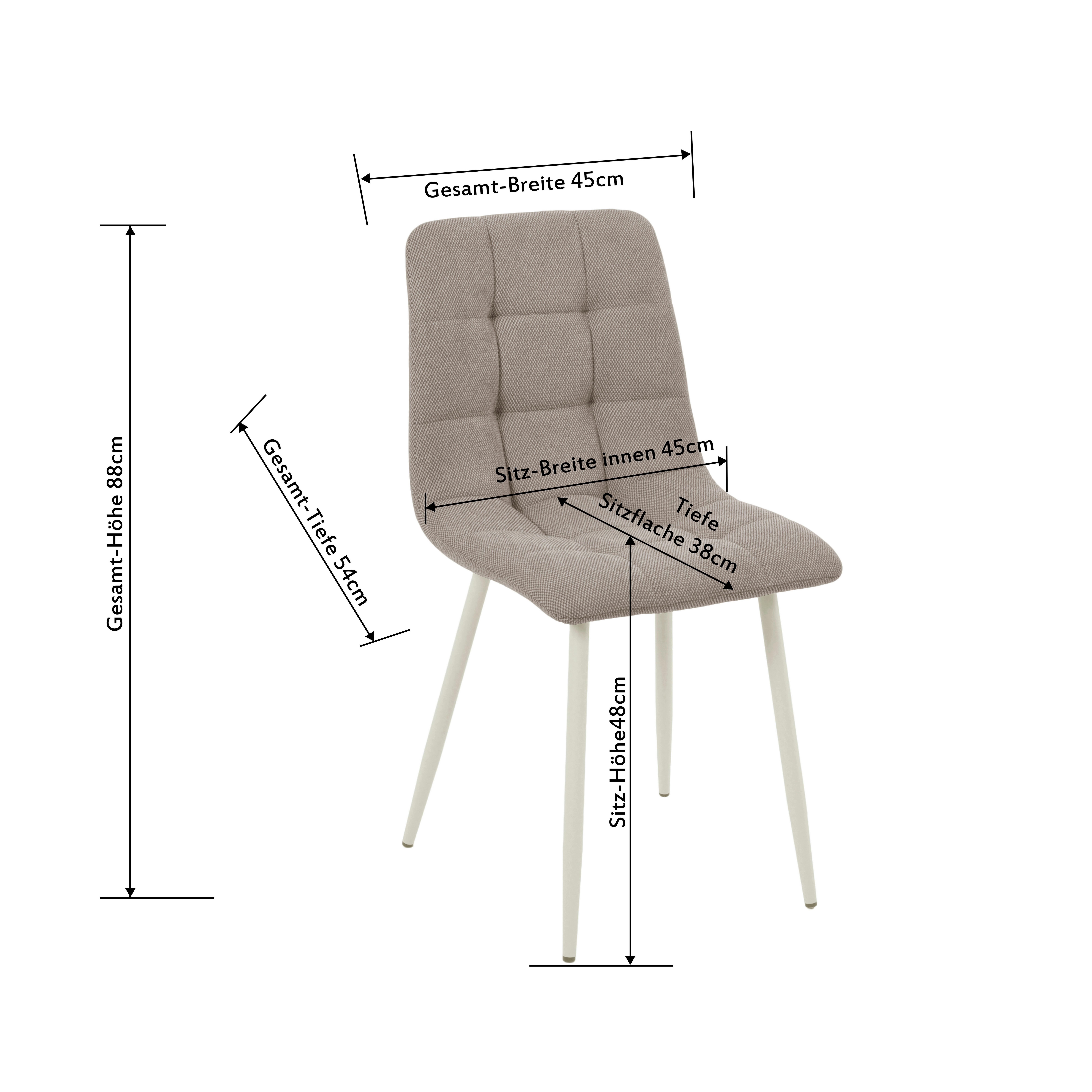 Vierfußstuhl Adea Leinenoptik Taupe, B: 45 cm - Taupe/Beige, KONVENTIONELL, Holz/Textil (45/88/55cm) - P & B