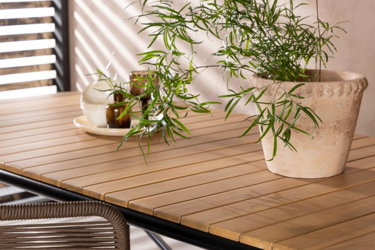 Gartentisch Holmbeck Akazienholz/metall L 200 Cm - Schwarz, KONVENTIONELL, Holz/Metall (200/90/75cm) - Gardenson