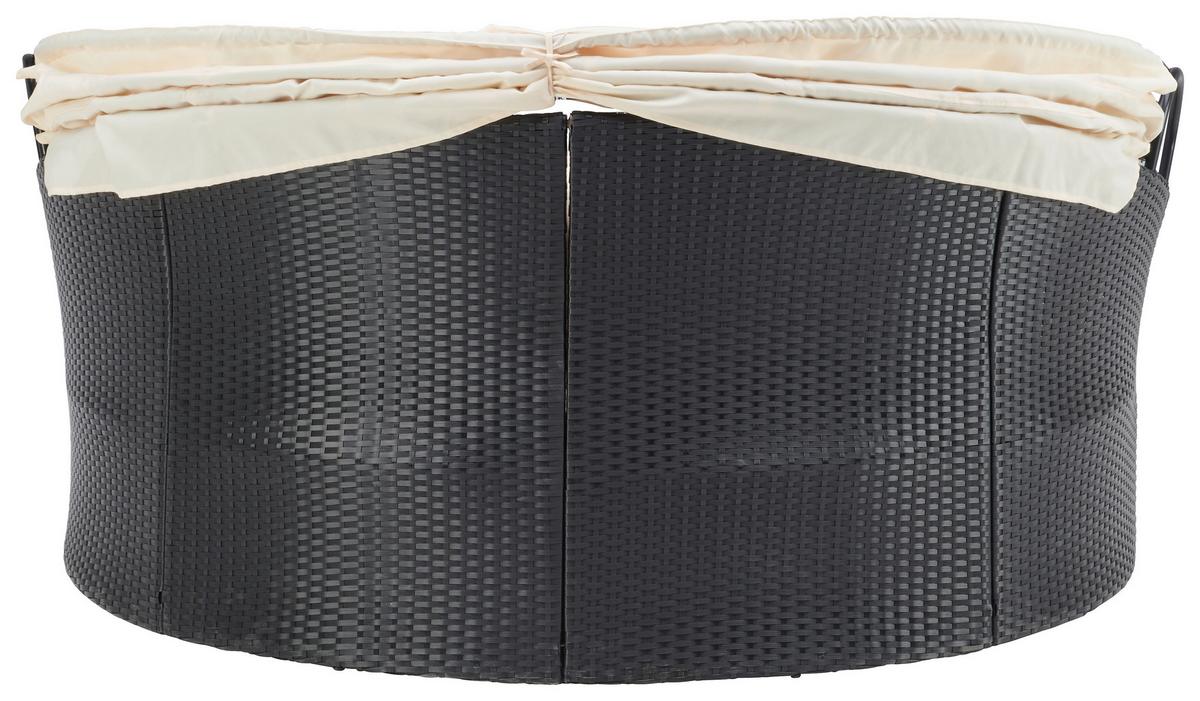 Sonneninsel Bali Schwarz/Beige Polyrattan, verstellbares Dach - Beige/Schwarz, MODERN, Kunststoff/Textil (180/80/81cm) - Luca Bessoni