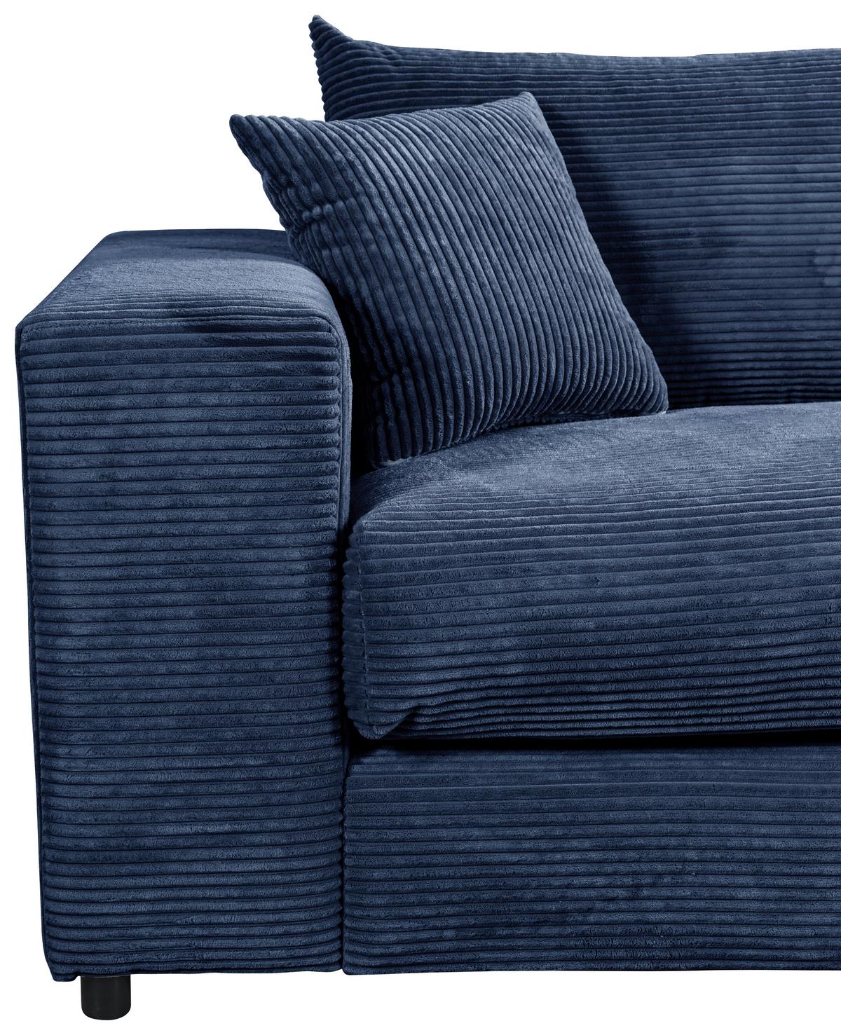 Ecksofa Funny S Rechts Blau S: 265x180 cm - Blau/Schwarz, Basics, Textil (265/180cm) - Livetastic