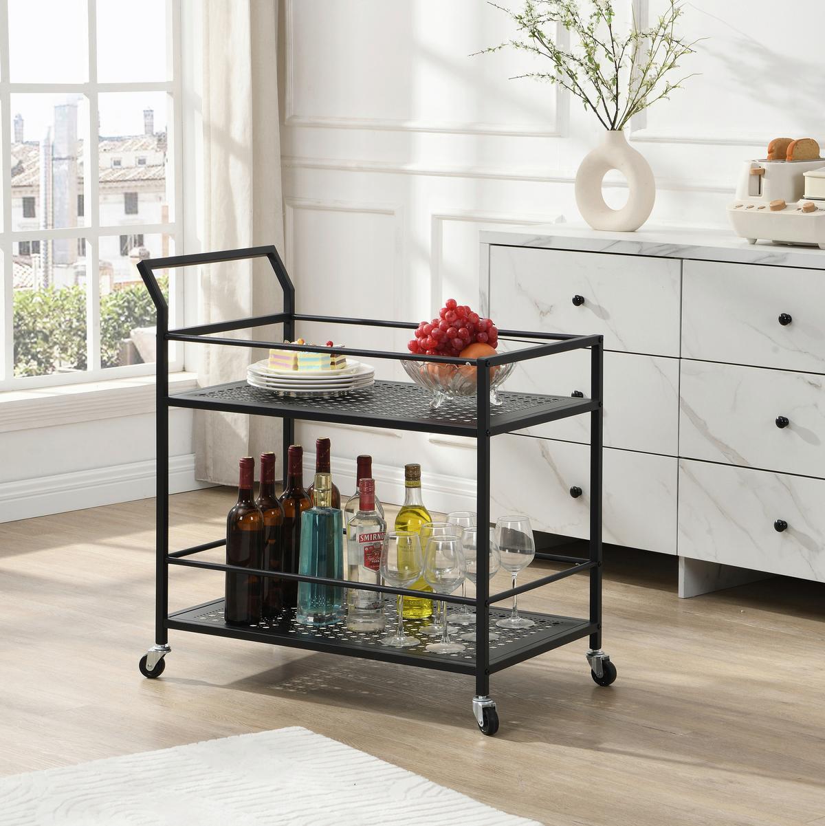 SERVIERWAGEN Schwarz B: 79 cm - Schwarz, Design, Kunststoff/Metall (79/45/83cm) - MID.YOU