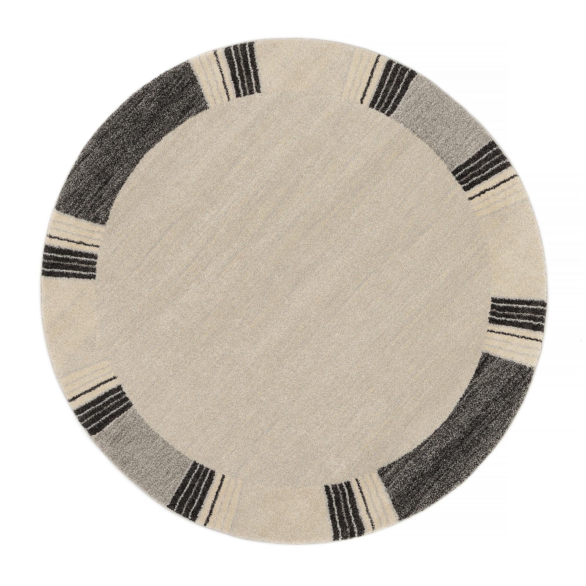 Webteppich Grau/Dunkelgrau Palazzo Lobo Rund Ø 240 cm - Grau, KONVENTIONELL, Textil (240cm) - Novel