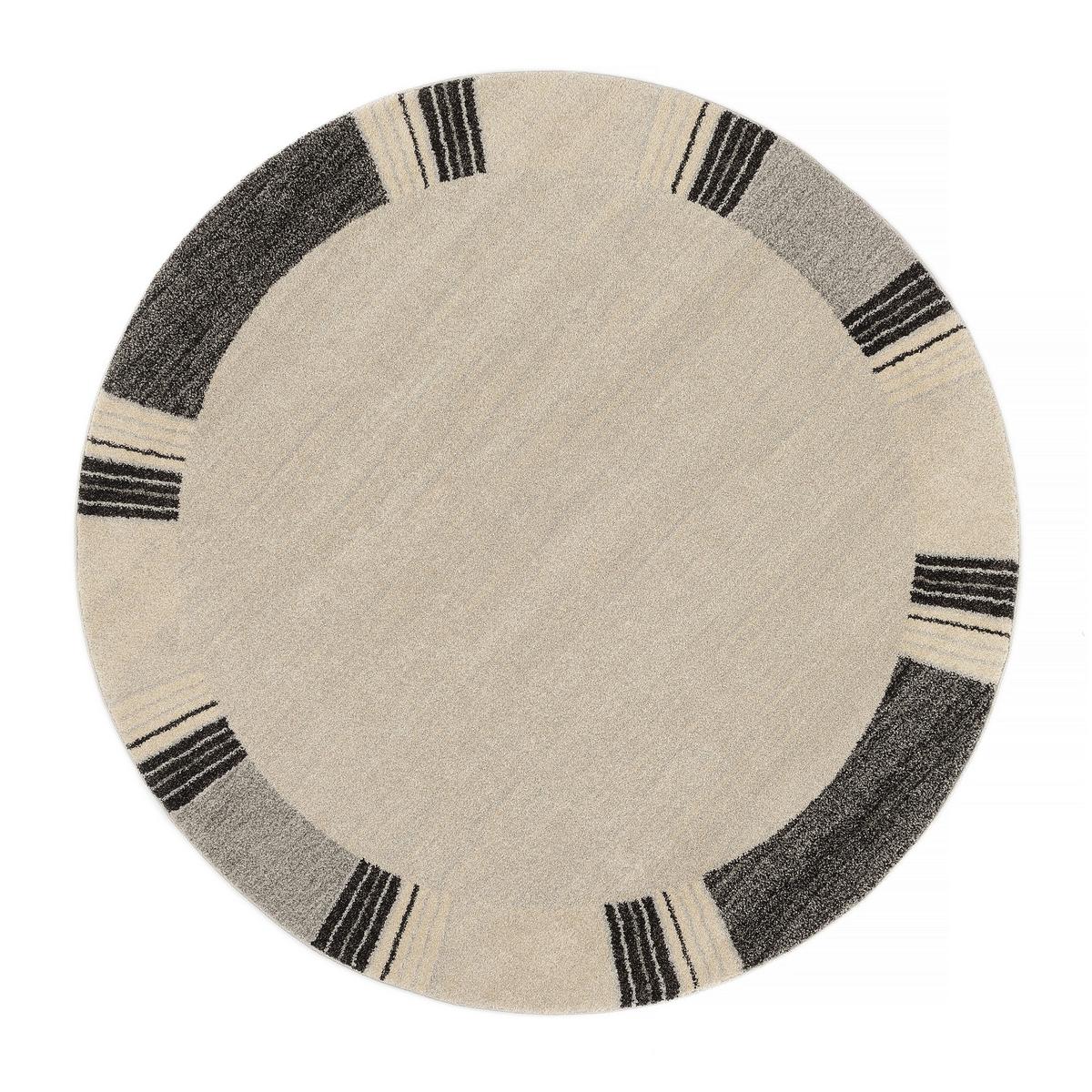 Webteppich Grau/Dunkelgrau Palazzo Lobo Rund Ø 120 cm - Grau, KONVENTIONELL, Textil (120cm) - Novel