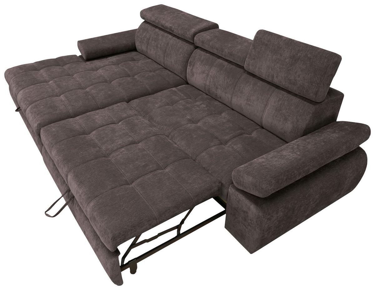 Rohová sedačka VEGAS, levá, tmavě hnědá žinylka - tmavě hnědá/černá, Design, dřevo/textil (173/294cm)