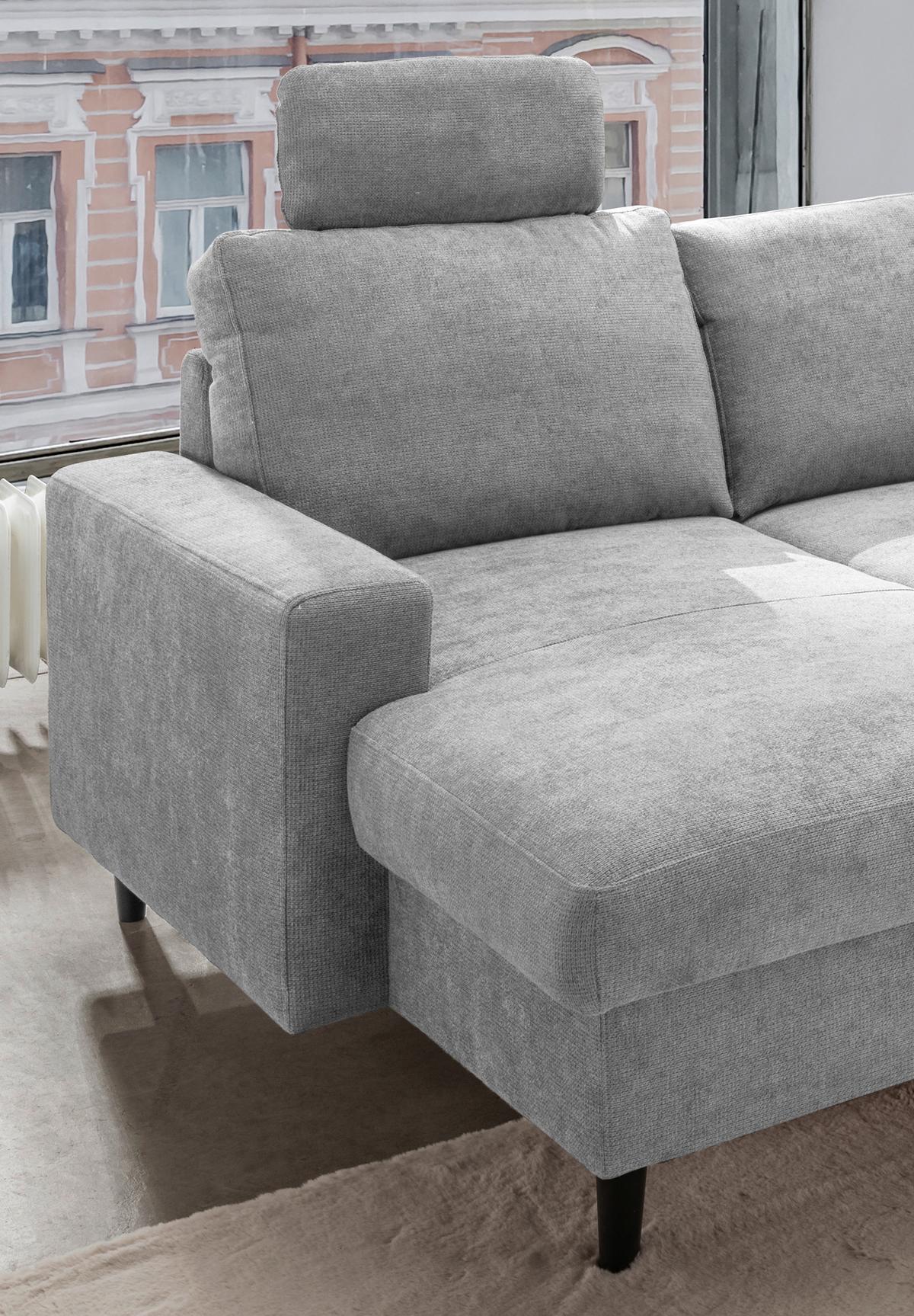 Wohnlandschaft Passione Grau U: 153x305x200 cm - Schwarz/Grau, MODERN, Textil (153/305/200cm) - Livetastic