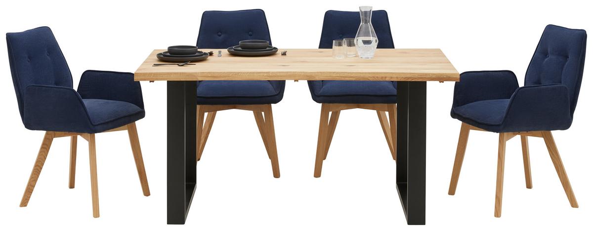 JEDÁLENSKÝ STÔL WOOD 160 - čierna/prírodná farba, Konventionell, kov/drevo (160/75/90cm) - James Wood