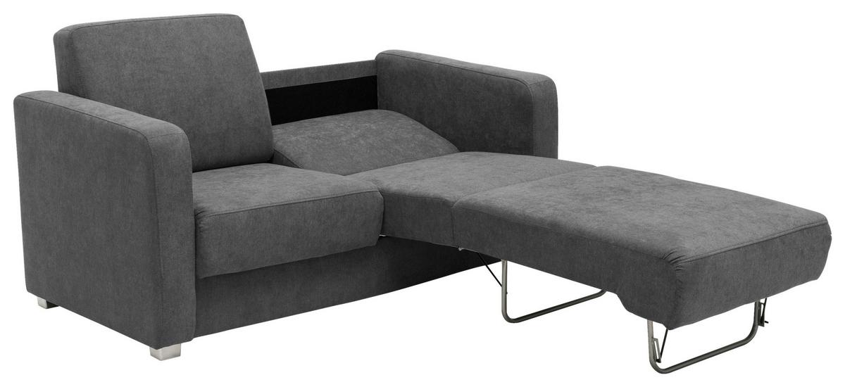 2-Sitzer-Sofa mit Schlaffunkt. Mia Anthrazit - Chromfarben/Anthrazit, Basics, Textil (159/88/87cm) - Livetastic