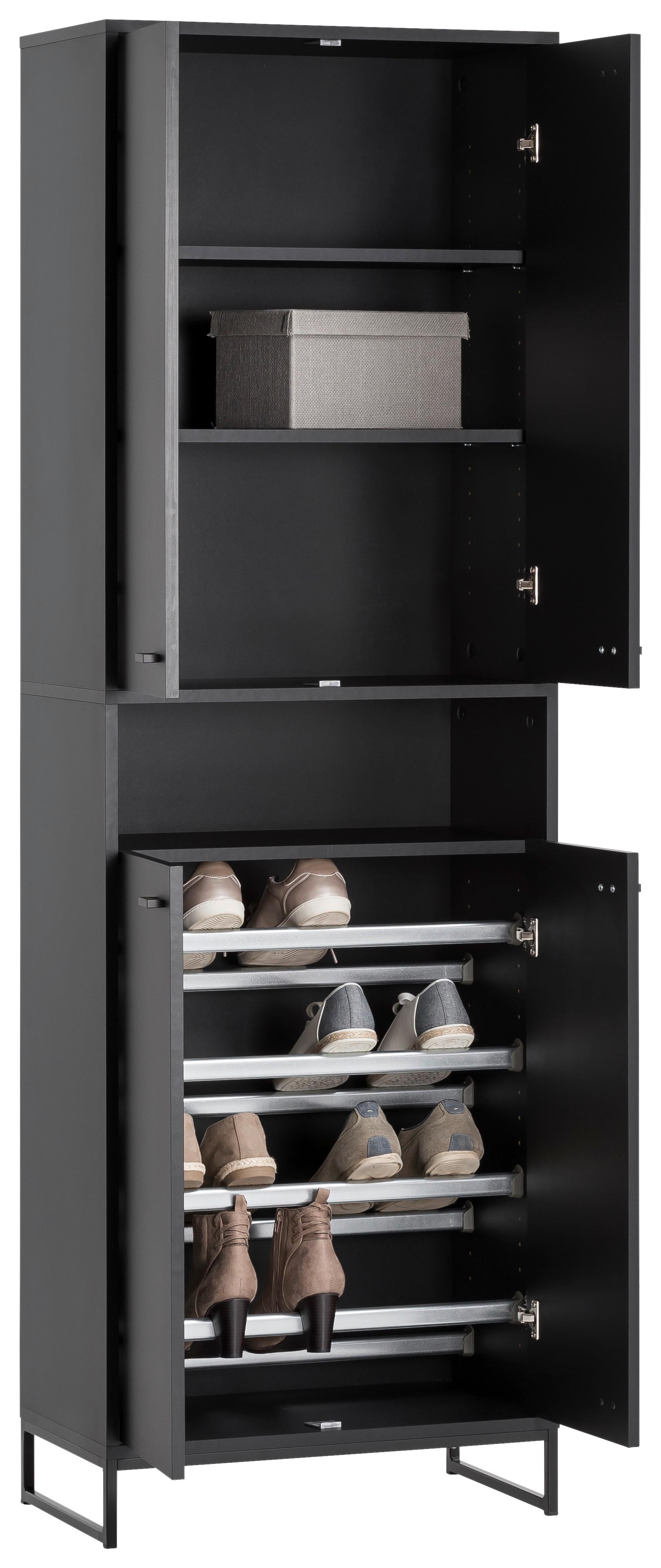 Schuhschrank Janne Schwarz B: 60,2 cm - Schwarz/Grün, LIFESTYLE, Holzwerkstoff (60,2/185,5/33,1cm) - MID.YOU