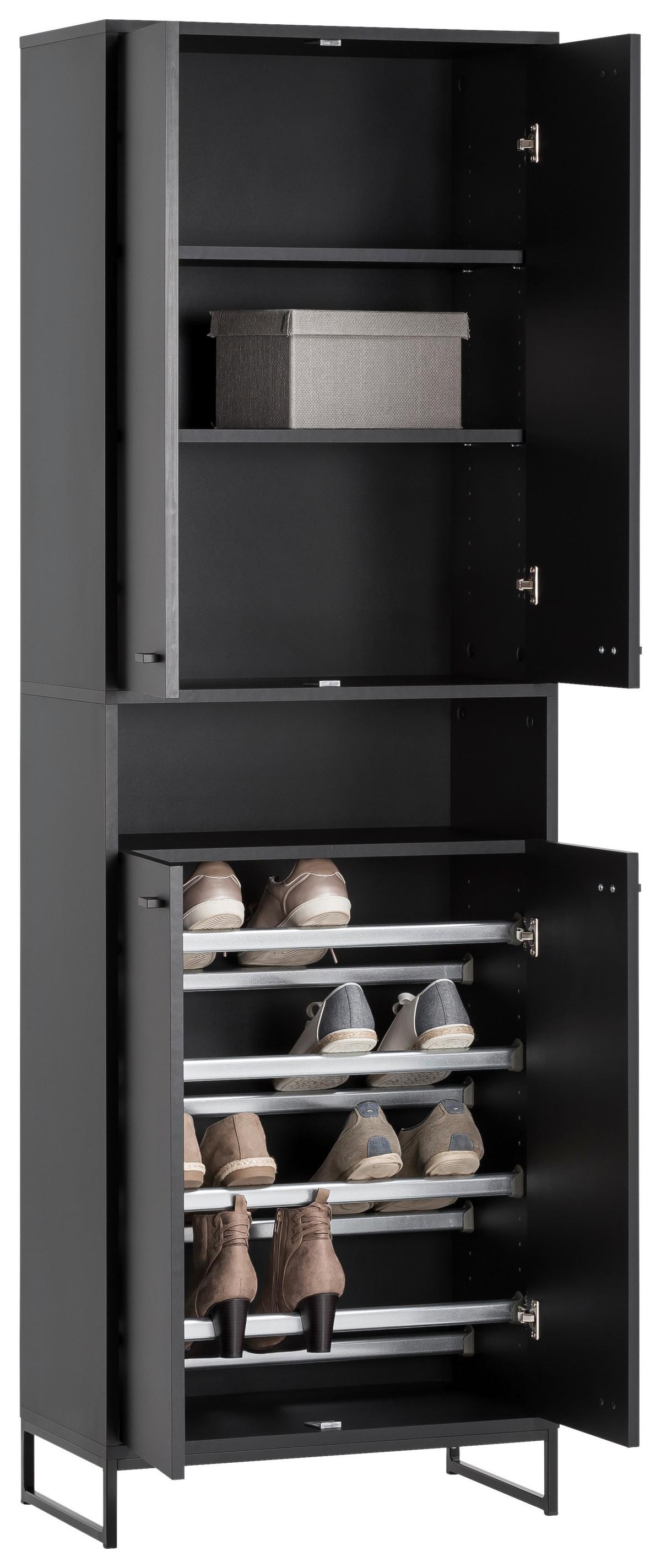 Schuhschrank Janne Schwarz B: 60,2 Cm - Schwarz/Grün, LIFESTYLE, Holzwerkstoff (60,2/185,5/33,1cm) - MID.YOU
