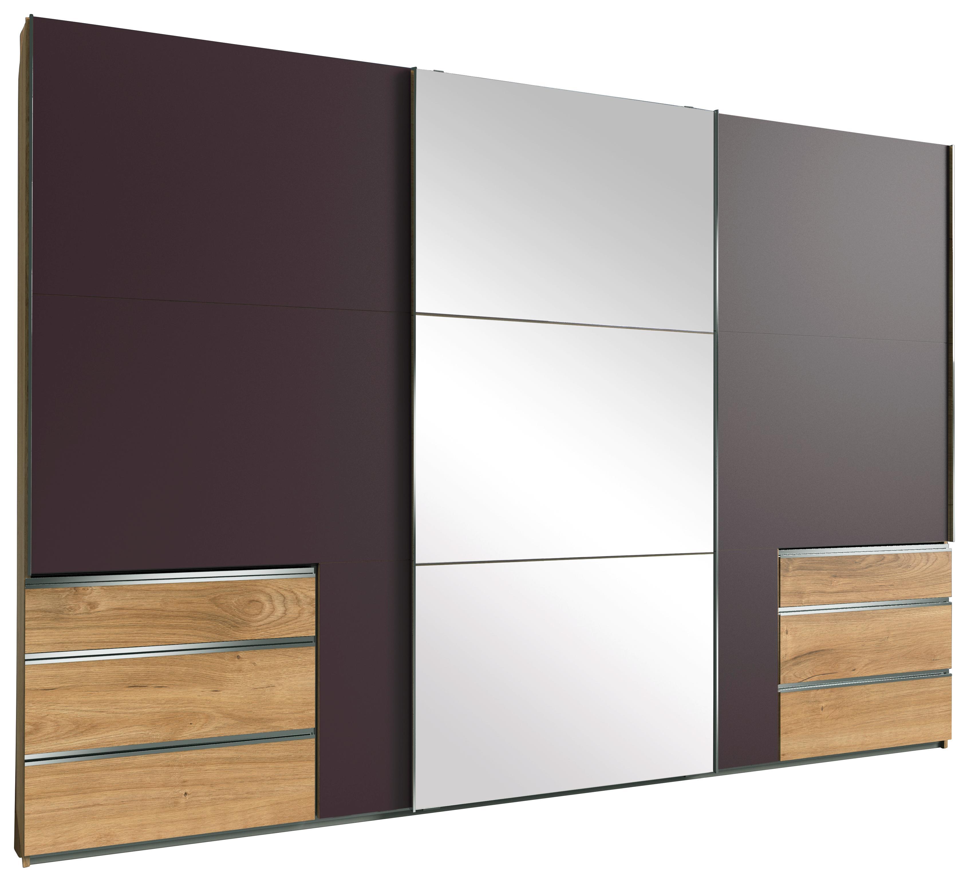 Schwebetürenschrank Level 36a B:300cm Lava/ Eiche Dekor - Eichefarben/Dunkelgrau, MODERN, Holzwerkstoff (300/216/65cm)