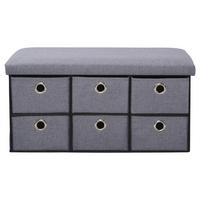 Garderobenbank Grau mit Aufbewahrungsboxen, B: 76 cm - Grau, Basics, Holzwerkstoff/Kunststoff (76/38/38cm) - Kesper