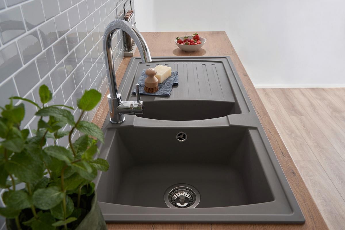 Spüle Respekta Boston Kunststein Bxt: 100x50 cm - Grau, Trend, Glas/Kunststoff (100/20/50cm) - Respekta