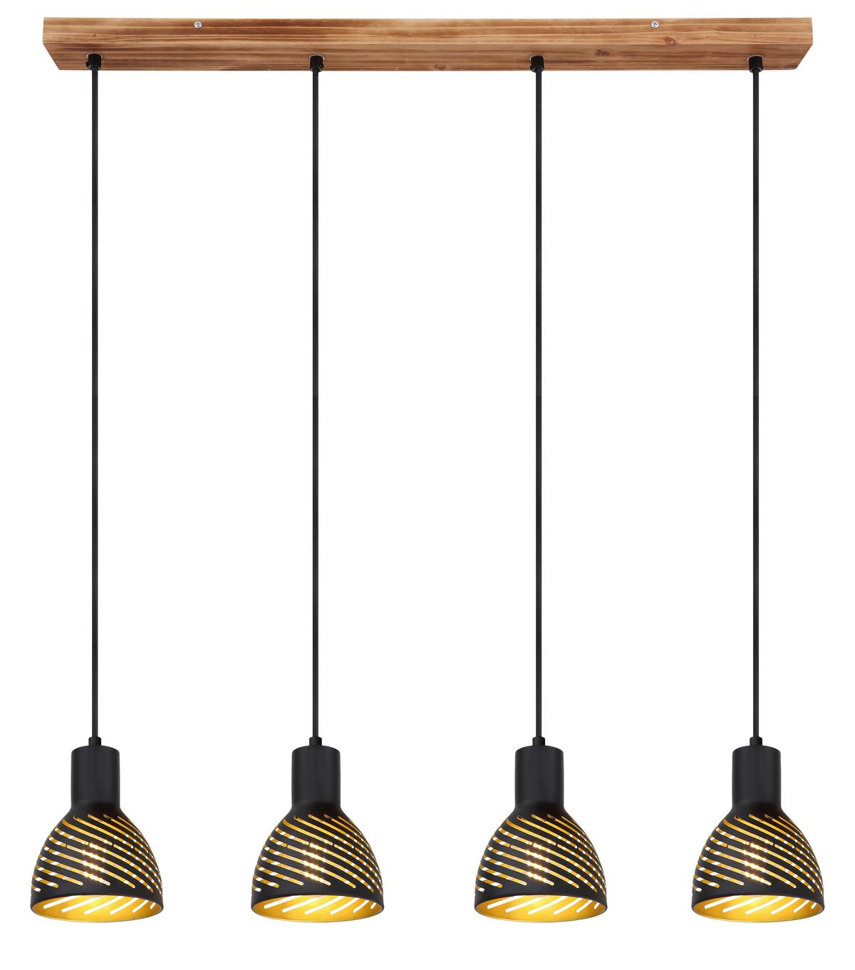 Hängeleuchte H: 120 cm 4-Flammig, Schwarz/Goldfarben - Goldfarben/Schwarz, Basics, Metall (90/12,5/120cm) - Globo
