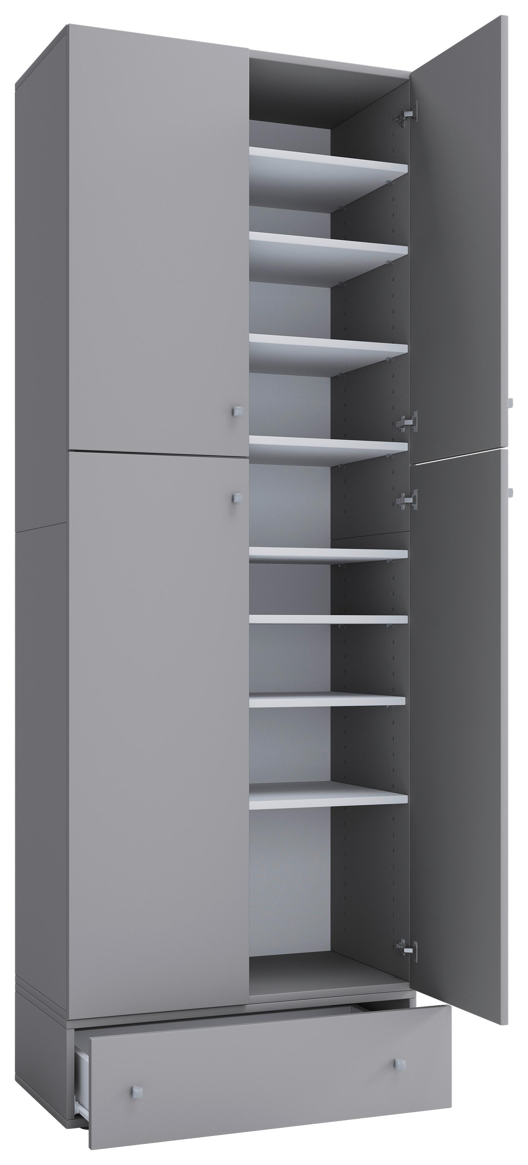 Schuhschrank Lona XXL Grau B: 70 cm - Schwarz/Grau, MODERN, Holzwerkstoff (70/200/39cm) - MID.YOU