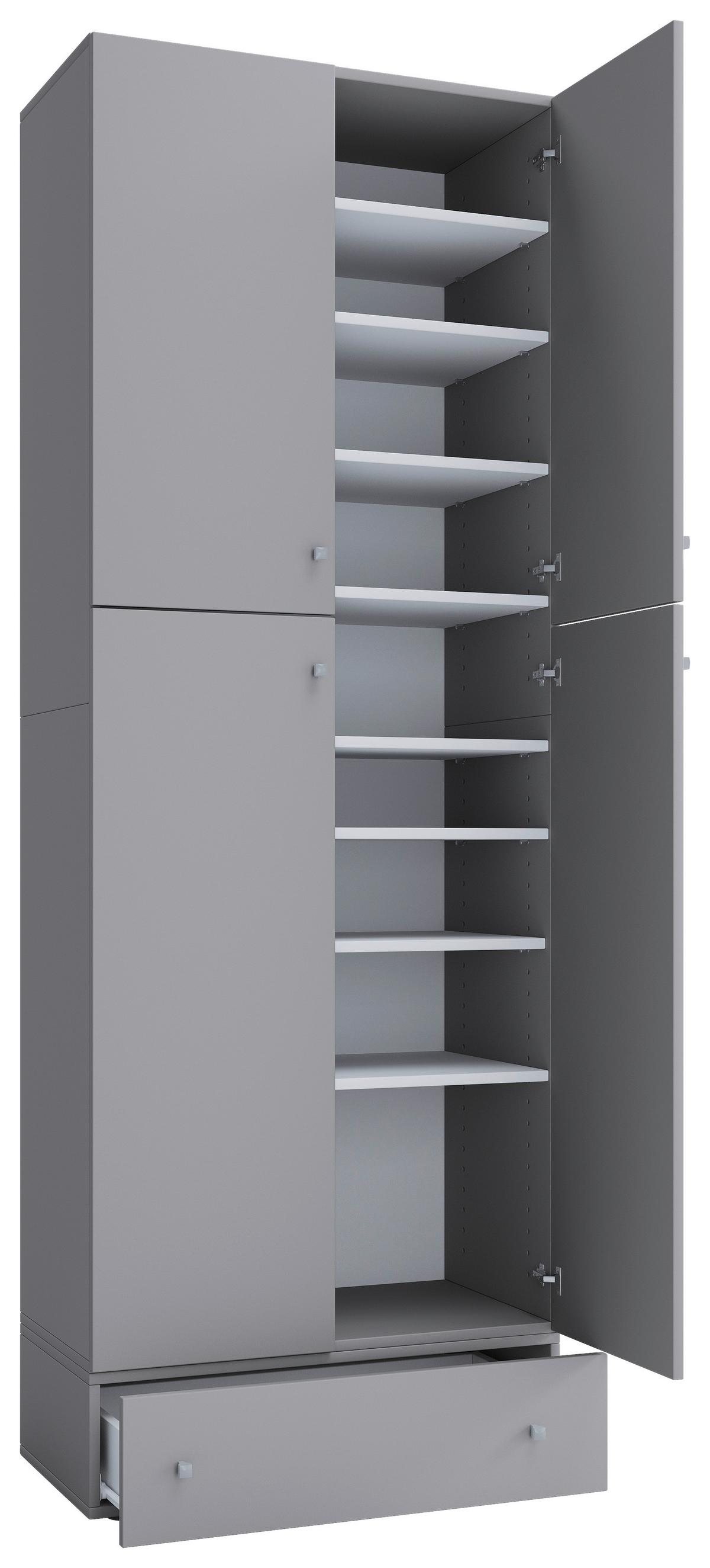 Schuhschrank Lona Xxl Grau B: 70 Cm - Schwarz/Grau, MODERN, Holzwerkstoff (70/200/39cm) - MID.YOU