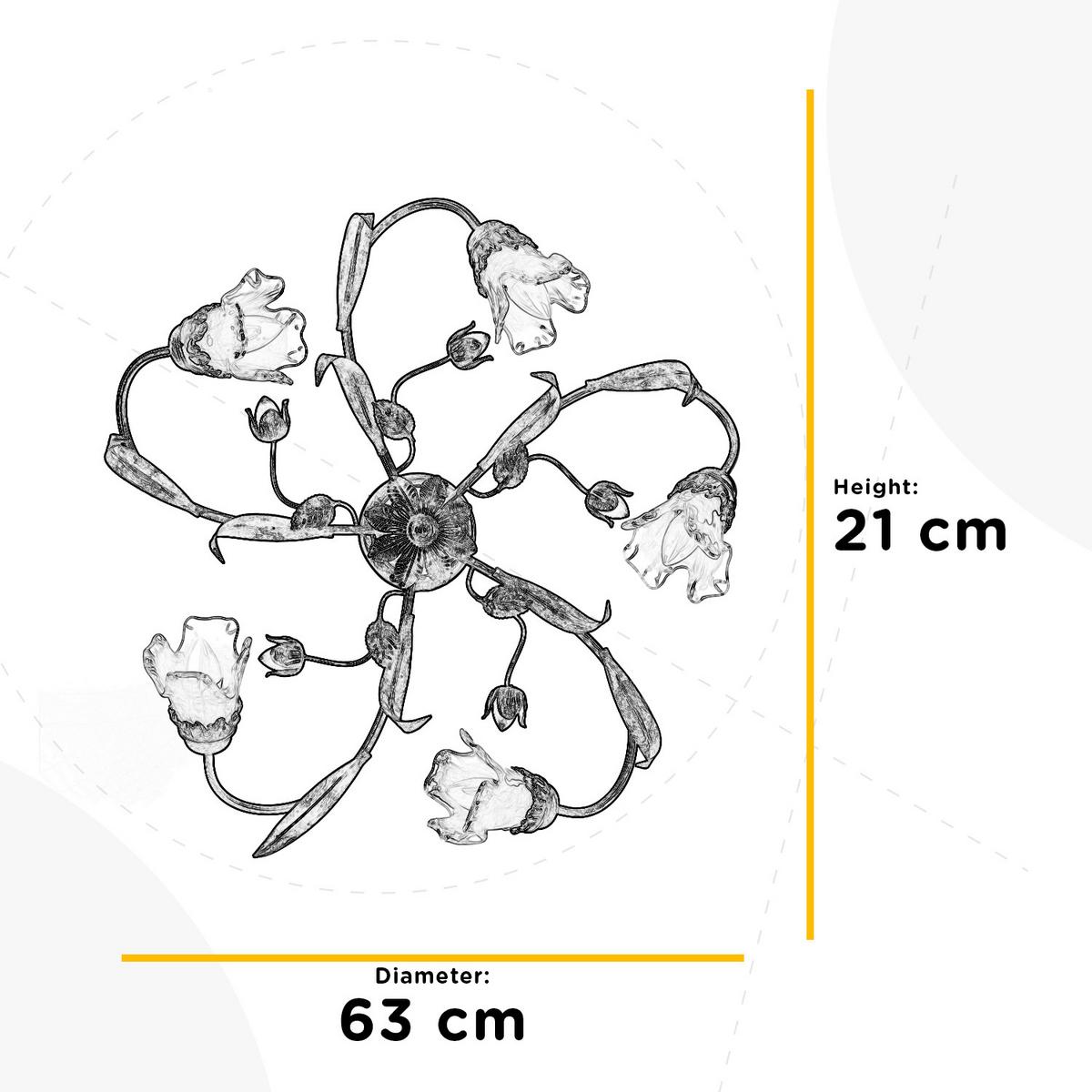 Deckenleuchte 4984/Pl5 - Bronzefarben, KONVENTIONELL, Glas/Metall (63/20cm)