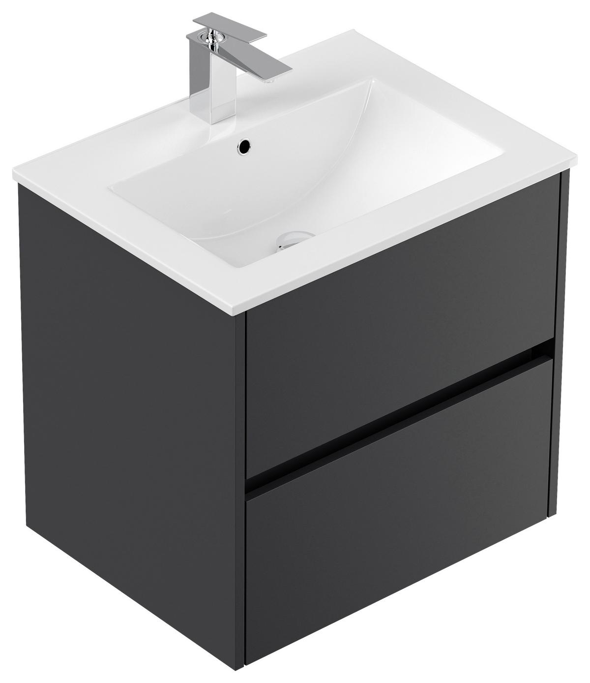 Waschtischkombi Limes Graphitfarben B: 61,5 Cm - Graphitfarben/Weiß, MODERN, Keramik/Holzwerkstoff (61,5/58,5/46,5cm) - MID.YOU