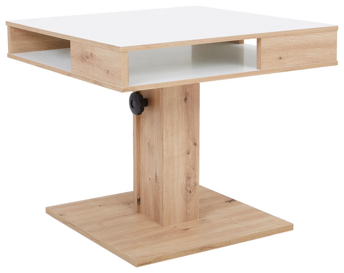 Couchtisch höhenverstellbar Belcanto Weiß/Wildeiche Dekor - Wildeiche/Weiß, Basics, Holzwerkstoff (65/52-77/65cm) - P & B