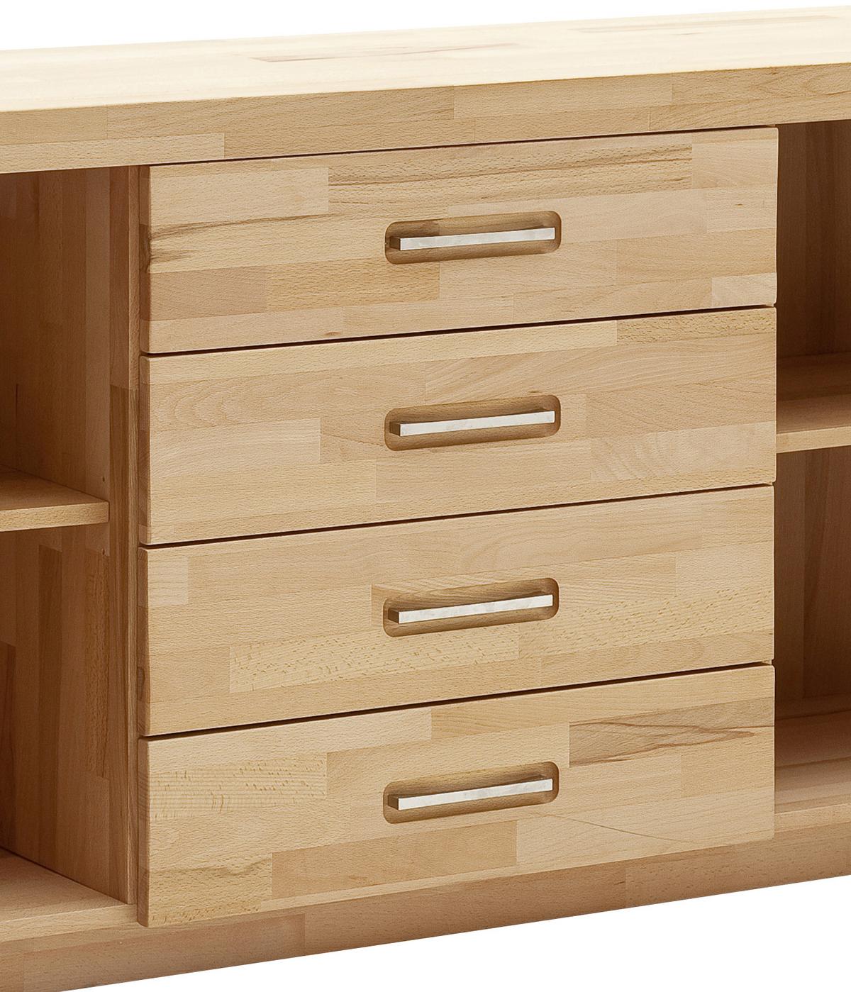 Sideboard Massiv B: 163 cm Fenja, Kernbuche - Buchefarben, Design, Holz (163/78/40cm) - MID.YOU