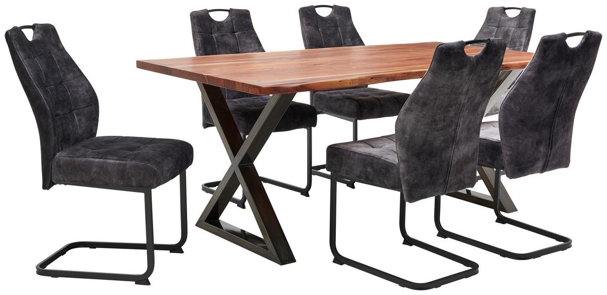 Esstisch mit Massivholz-Platte Calabria 180x100 cm Akazie - Schwarz/Akaziefarben, MODERN, Holz/Metall (180/78/100cm)