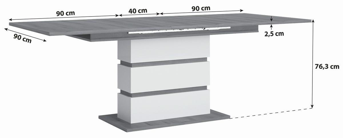 Ausziehtisch Calabria Eiche Dekor weiß, B: 180-220cm - Eichefarben/Weiß, Trend, Holzwerkstoff (180-220/76,3/90cm)