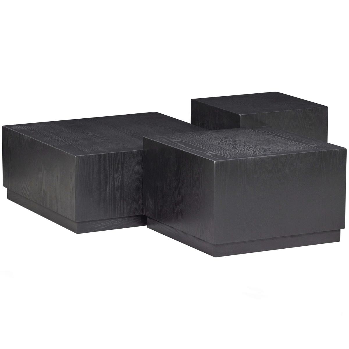 Beistelltischset Pim Schwarz 3-Teilig - Schwarz, Design, Holzwerkstoff - Livetastic