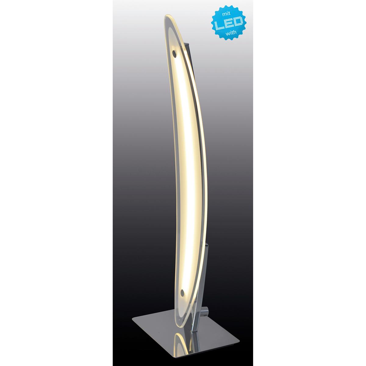 LED-Tischlampe Surf dimmbar Chromfarben Surfbrett Design - Chromfarben, Basics, Glas/Metall (43cm) - Näve