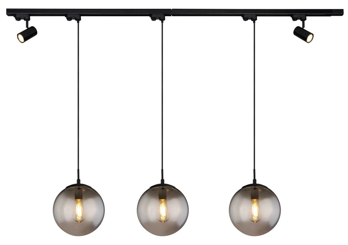 LED-Hängeleuchte H: 120 cm 5-Flammig, drehbar - Schwarz, Basics, Glas/Kunststoff (193/25/120cm) - Globo