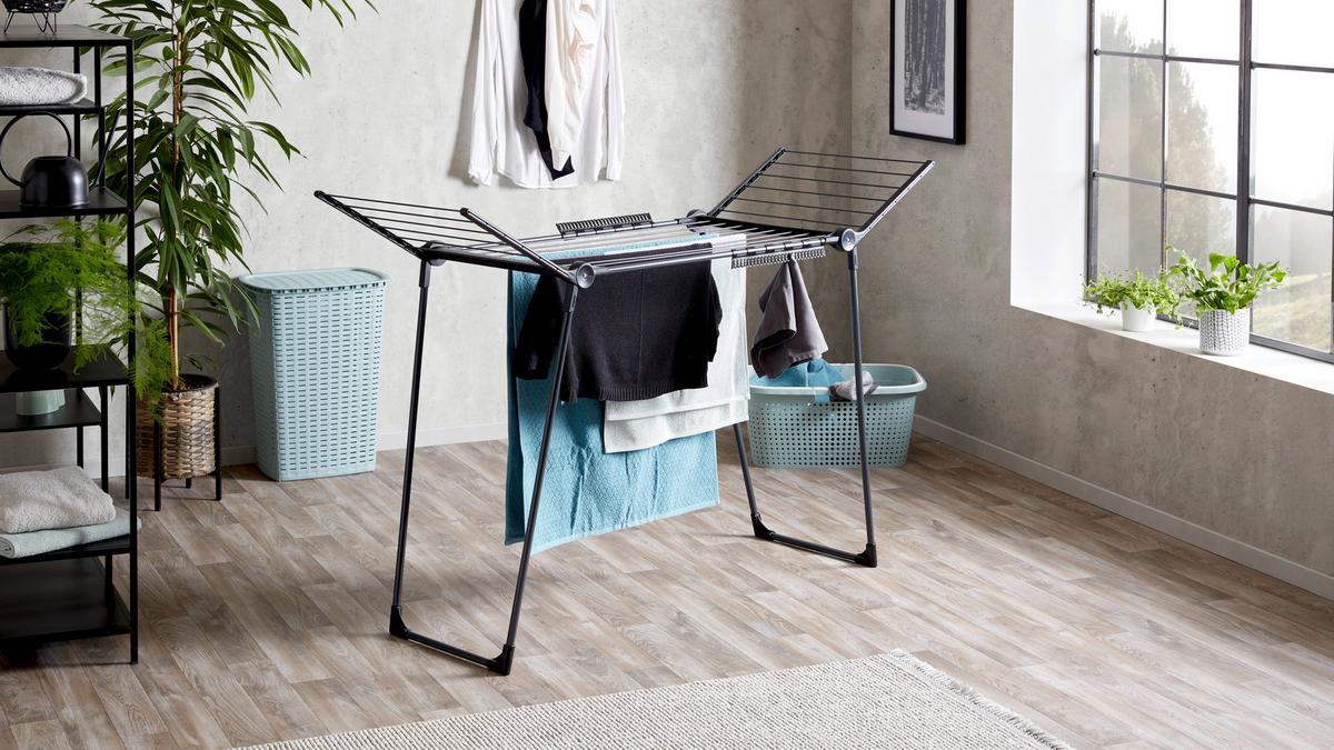 Standtrockner 81690 Pegasus Solid Black - Schwarz, Basics, Kunststoff/Metall (157/87/55cm) - Leifheit