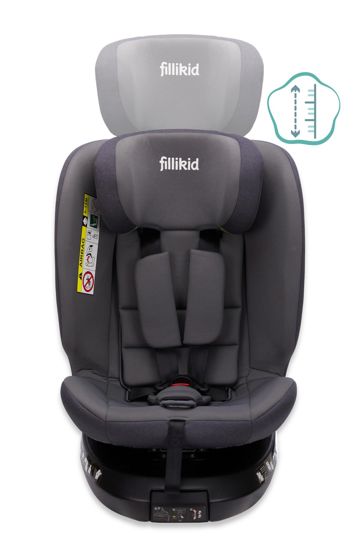 Kinderautositz Leon Grau B: 45 Cm - Grau, Basics, Kunststoff/Textil (55/45/90cm) - Fillikid